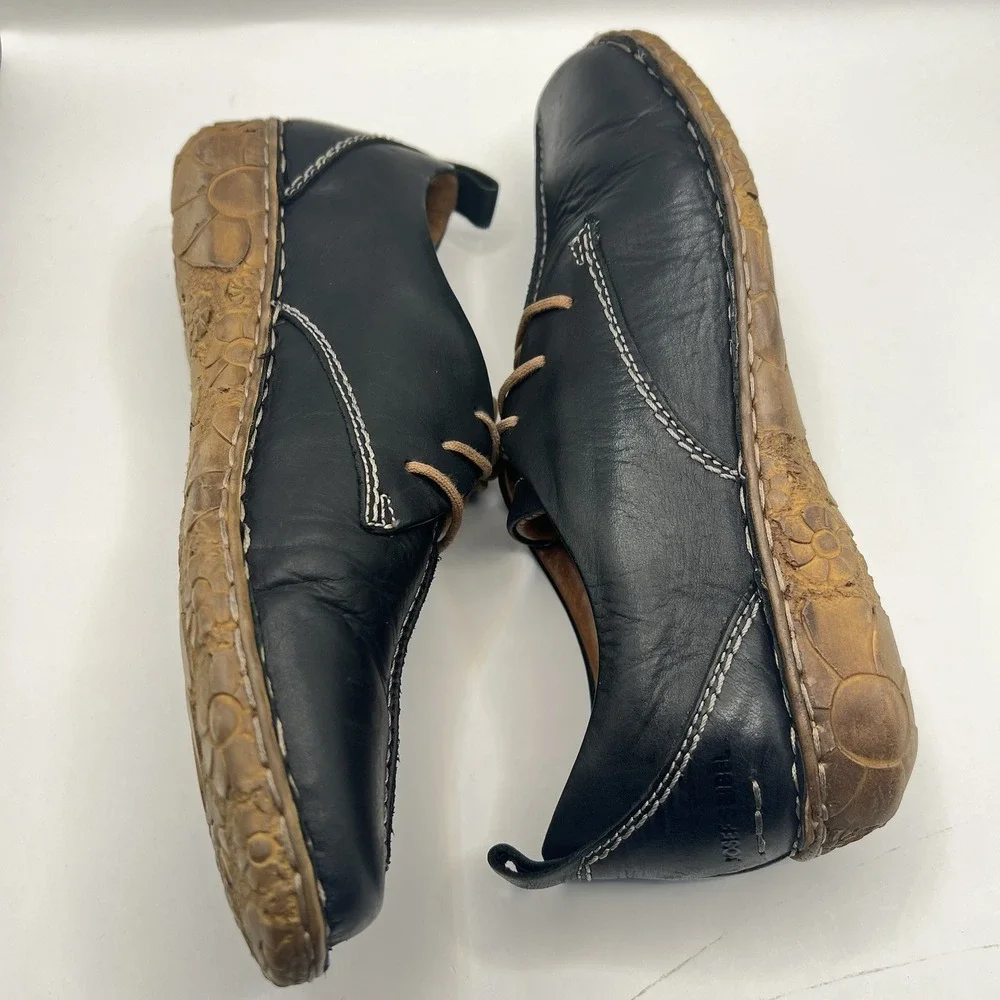 Josef Seibel Rosalie 50 Full Grain Leather  38 EU/ 7-7.5 US Black Handstitched